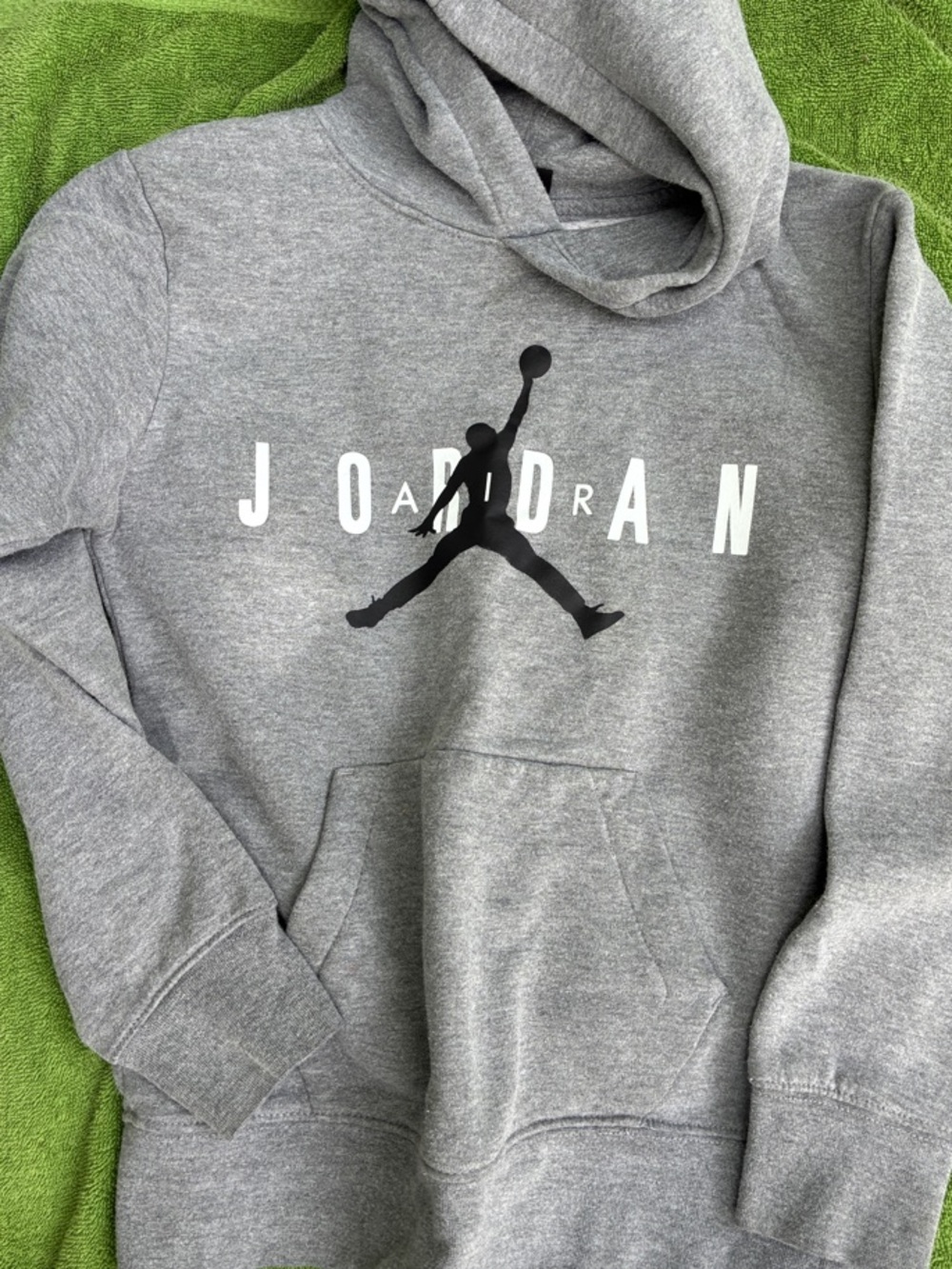 Jordan Grey Hoodie with Black Jumpman and White Lettering
